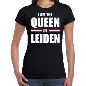 Koningsdag t-shirt I am the Queen of Leiden - zwart - dames - Kingsday Leiden outfit / kleding / shirt