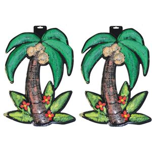 2x stuks hawaii wanddecoratie palmboom 50 cm van plastic - Feestartikelen-versiering-decoraties