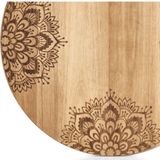 Zeller snijplank - mandala print - hout - rond - 27 cm - serveerplank