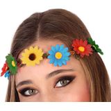 Atosa Verkleed haarband met bloemen - 4x - gekleurd - meisjes/dames - Hippie/flower Power