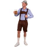 Tiroler overhemd blauw met wit geblokt voor heren - Oktoberfest verkleedkleding