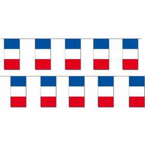 2x Papieren slinger Frankrijk 4 meter - Franse vlag - Supporter feestartikelen - Landen decoratie/versiering