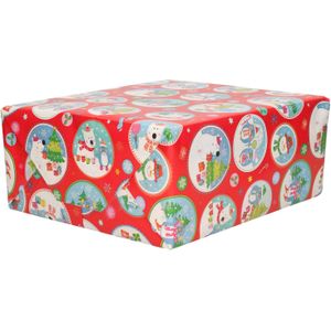 1x Rollen Kerst kadopapier print rood  2,5 x 0,7 meter op rol 70 grams - Luxe papier kwaliteit cadeaupapier/inpakpapier - Kerstmis