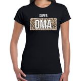 Super oma cadeau t-shirt met panterprint - zwart - dames - Oma bedankt kado shirt