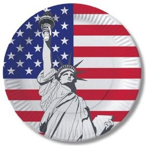 20x stuks USA/Verenigde Staten kartonnen party bordjes - Feestartikelen thema vlag USA