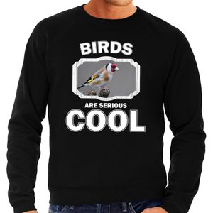 Dieren vogels sweater zwart heren - birds are serious cool trui - cadeau sweater putter vogel/ vogels liefhebber
