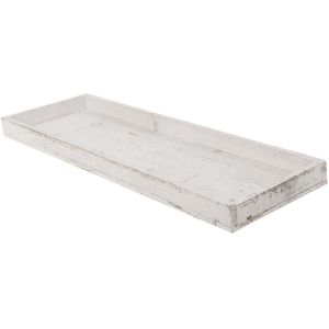 Kaarsenbord/plateau - rechthoekig - hout - wit - 60 x 20 cm - Kaarsenonderzetter