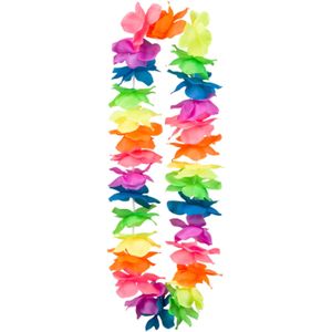 Boland Hawaii krans/slinger - Tropische/zomerse kleuren mix - Bloemen hals slingers - Party verkleed accessoires