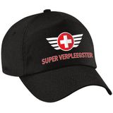 Super verpleegster pet zwart voor dames - zorgpersoneel baseball cap - waardering / steun petten