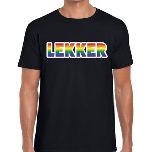 Lekker gaypride regenboog t-shirt zwart voor heren - Gay pride