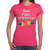 Gaypride Rock Paper Scissors t-shirt - roze lesbo shirt voor dames - Gay pride