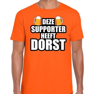 Oranje fan t-shirt voor heren - Deze supporter heeft dorst - Nederland/ bier supporter - EK/ WK shirt / outfit