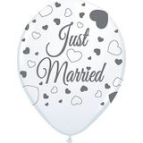 80x Just Married bruiloft thema versiering ballonnen voor bruidspaar