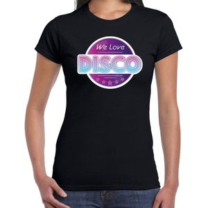 We love disco feest t-shirt zwart voor dames - zwarte 70s/80s/90s disco/feest shirts