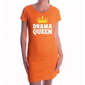 Oranje fun tekst jurkje - Drama Queen - oranje kleding voor dames - Koningsdag jurk