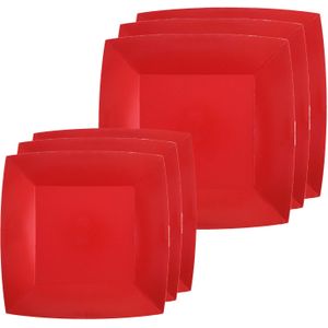 Santex Feest/verjaardag bordjes set - 40x stuks - rood - 18 cm en 23 cm