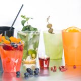 Santex drinkglazen frosted - oranje - 6x - 420 ml - onbreekbaar kunststof - Cocktailglazen