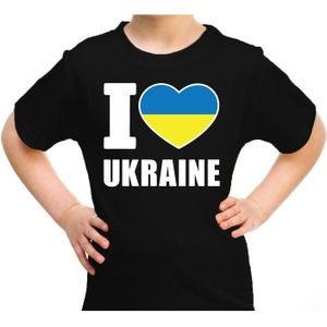 I love Ukraine t-shirt zwart voor kids - Oekraine landen shirt - Oekraiens supporters kleding