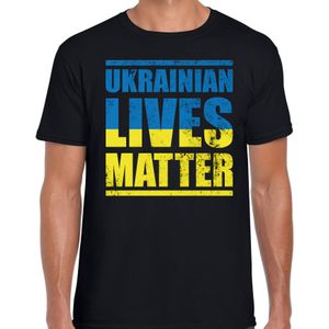 Ukrainian lives matter t-shirt zwart heren - Oekraine protest/ demonstratie shirt met Oekraiense vlag