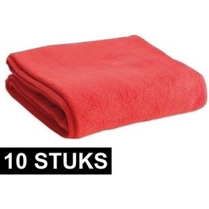 10x Fleece dekens/plaids/kleedjes rood 120 x 150 cm - Bank/woonkamer dekentjes