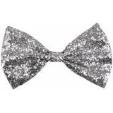 6x stuks zilveren verkleed vlinderstrikjes 11 cm voor dames/heren - Carnaval/feest/verkleedaccessoires voor volwassenen