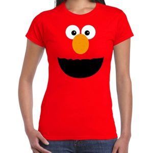 Rode cartoon knuffel gezicht verkleed t-shirt rood voor dames - Carnaval fun shirt / kleding / kostuum