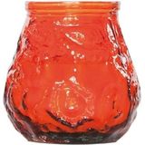 6x Oranje mini lowboy tafelkaarsen 7 cm 17 branduren - Kaars in glazen houder - Horeca/tafel/bistro kaarsen - Tafeldecoratie - Tuinkaarsen