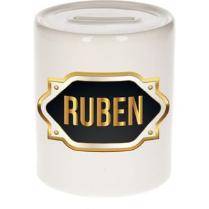 Ruben naam cadeau spaarpot met gouden embleem - kado verjaardag/ vaderdag/ pensioen/ geslaagd/ bedankt
