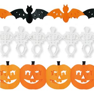 Halloween/horror versiering set van 3x soorten thema feestslingers van 3 meter papier
