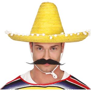 Guirca Mexicaanse Sombrero hoed voor heren - carnaval/verkleed accessoires - geel - dia 45 cm