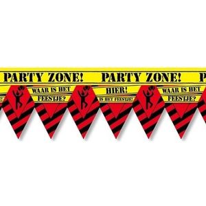 Waar is dat feestje party tape/markeerlint waarschuwing 12 meter -  Feest afzetlinten/markeerlinten feestartikelen