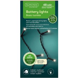 Kerstverlichting twinkle op batterij warm wit buiten 48 lampjes - boomverlichting