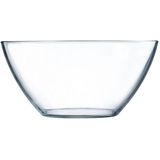 Slakom/Serveerschaal en bamboe slacouvert - Glas - D28 cm