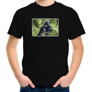 Dieren shirt met apen foto - zwart - voor kinderen - natuur / Gorilla aap cadeau t-shirt