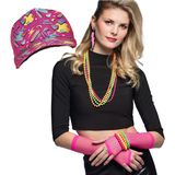 Foute 80s/90s party verkleed set - dames - pet/sieraden - jaren 80/90 verkleed accessoires