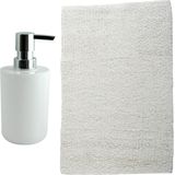 MSV badkamer droogloop mat - Napoli - 45 x 70 cm - met bijpassend zeeppompje - wit