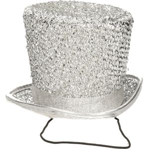 Guirca Carnaval verkleed mini hoedje voor diverse thema's - zilver - glitters - dames