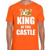 Koningsdag t-shirt King of this castle oranje voor heren - Woningsdag - thuisblijvers / Kingsday thuis vieren
