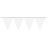 Witte/Zilveren feest punt vlaggetjes pakket - 80 meter - slingers/ vlaggenlijn