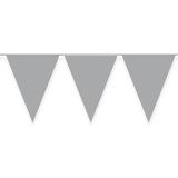 Witte/Zilveren feest punt vlaggetjes pakket - 80 meter - slingers/ vlaggenlijn