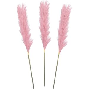 Mica Decorations Pluimgras losse steel/tak - 3x - roze - 104 cm - Decoratie kunst bloemen