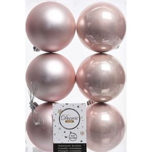 36x Licht roze kunststof kerstballen 8 cm - Mat/glans - Onbreekbare plastic kerstballen - Kerstboomversiering licht roze
