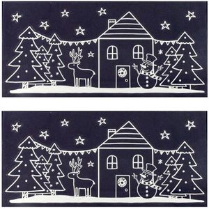 2x stuks velletjes kerst glitter raamstickers  49 cm - Raamversiering/raamdecoratie stickers kerstversiering