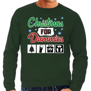 Foute Kersttrui / sweater - Christmas for dummies - groen voor heren - kerstkleding / kerst outfit