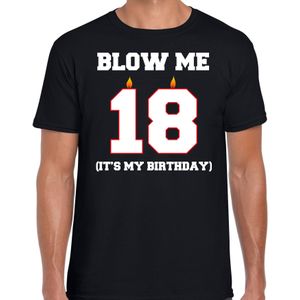 18 jaar cadeau t-shirt blow me its my birthday - zwart - heren - 18de verjaardag kado