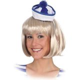 6x stuks mini matrozen/zeeman hoedje blauw/wit op haarband - Carnaval verkleed hoedjes