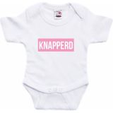 Knapperd tekst baby rompertje roze/wit meisjes - Kraamcadeau - Babykleding