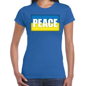 Peace t-shirt blauw dames - Oekraine protest/ demonstratie shirt - vrede - Oekraiense vlag