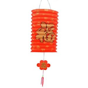 Chinese gelukslampion - crepe papier - 20 cm - Aziatisch thema - rood