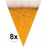8x Bier print vlaggenlijnen / slingers 6,4 meter - Bierfeest/Oktoberfest versiering